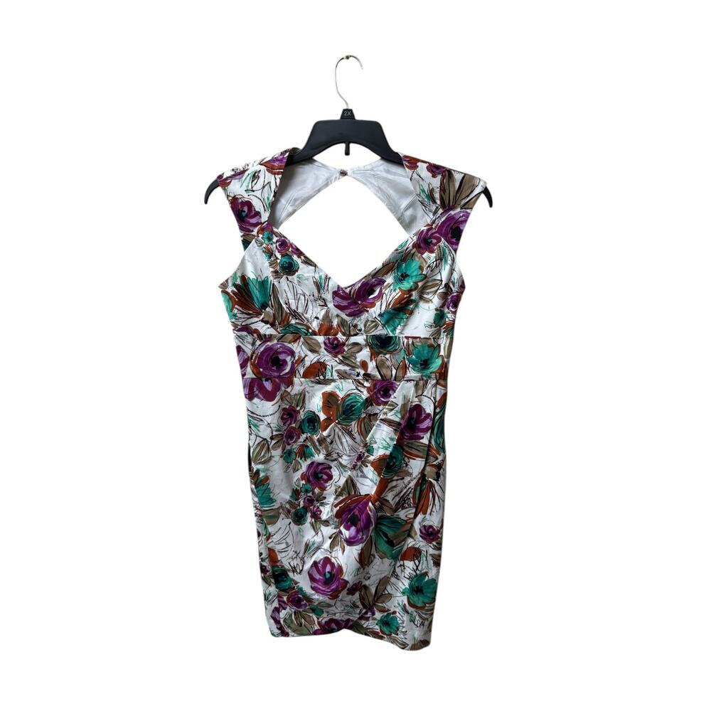 Maggy L Floral Wiggle Dress 10P Keyhole Back Garden Party Cottagecore